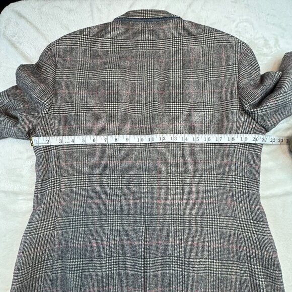 VTG Barrister Men's 100% Camel Hair Sport Coat Blazer 38S Glenplaid Jacket Black - Picture 7 of 10